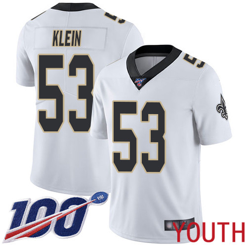 New Orleans Saints Limited White Youth A J  Klein Road Jersey NFL Football #53 100th Season Vapor Untouchable Jersey